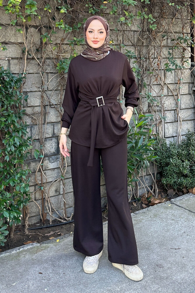 Pileli Oysho Takım - Kahverengi - 1