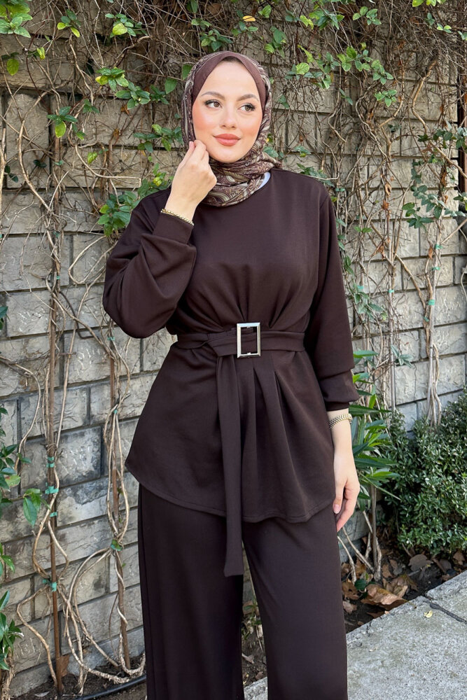 Pileli Oysho Takım - Kahverengi - 3