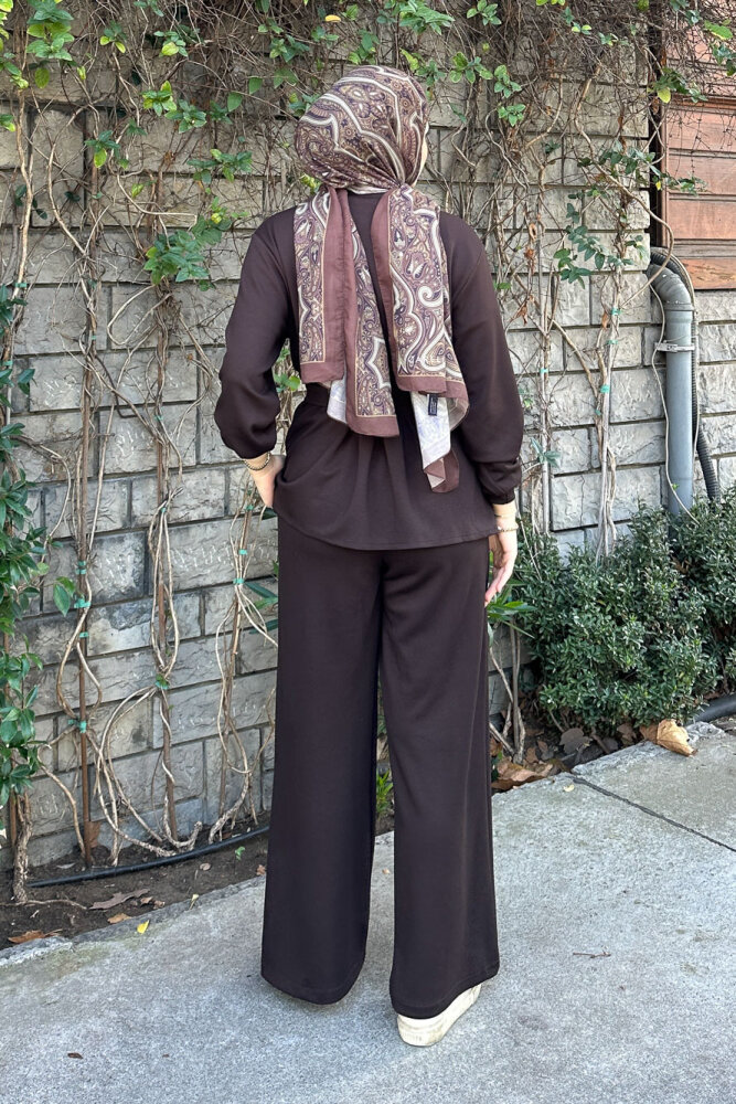 Pileli Oysho Takım - Kahverengi - 8