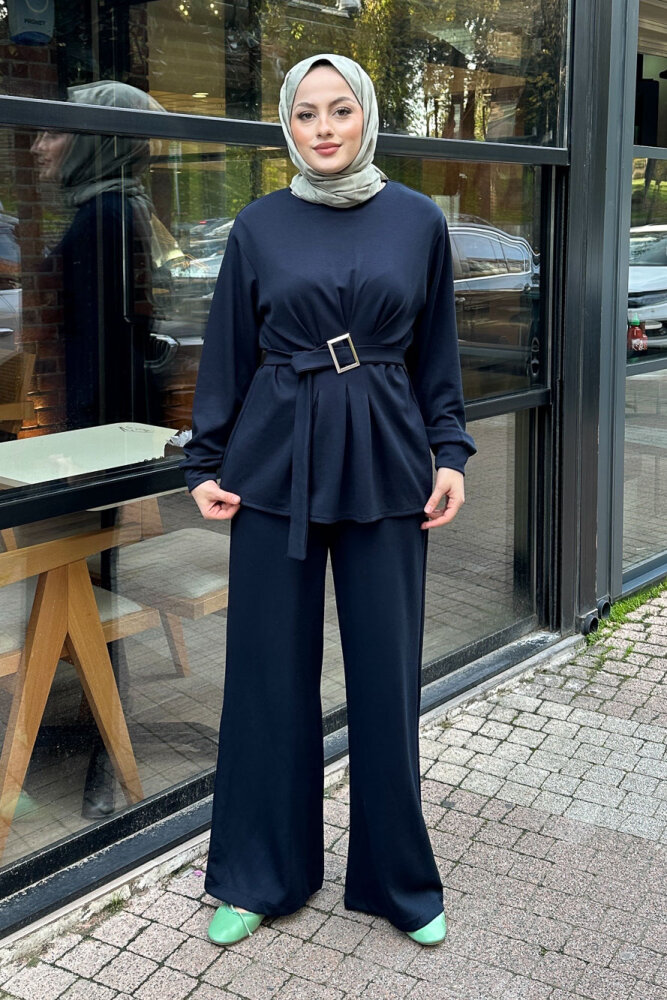 Pileli Oysho Takım - Lacivert - HENZA (2)