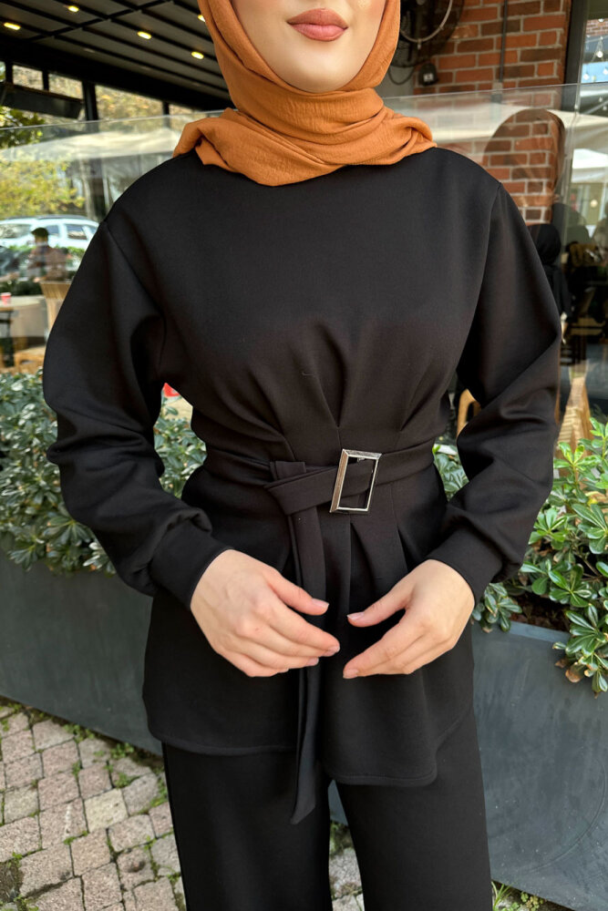 Pileli Oysho Takım - Siyah - 5