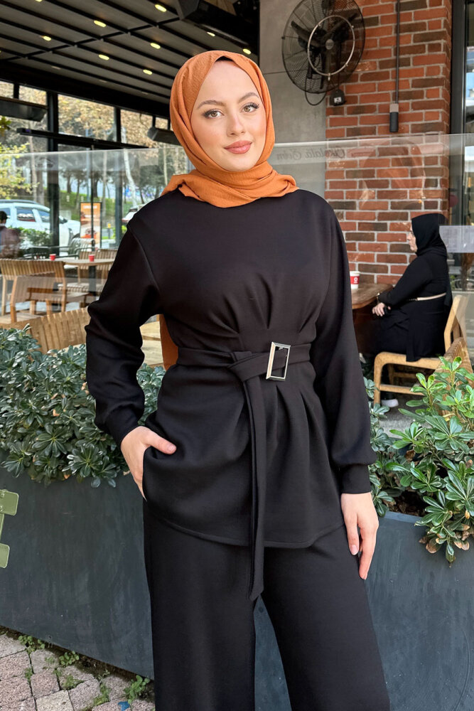 Pileli Oysho Takım - Siyah - HENZA (2)