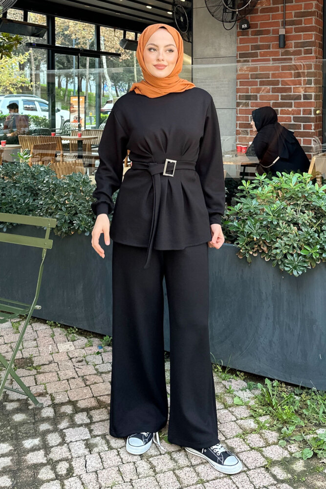 Pileli Oysho Takım - Siyah - 8