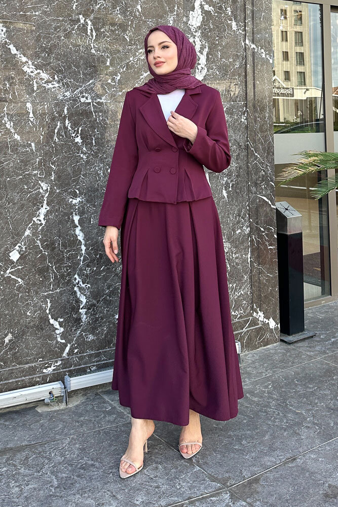 Pilikaşe Double Etekli Takım - Burgonya - 6