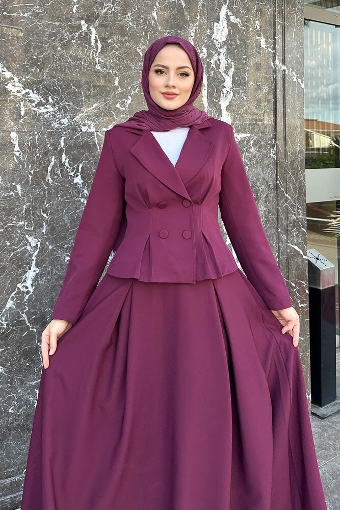 Pilikaşe Double Etekli Takım - Burgonya - 7