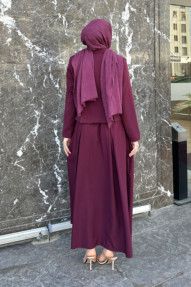 Pilikaşe Double Etekli Takım - Burgonya - 8