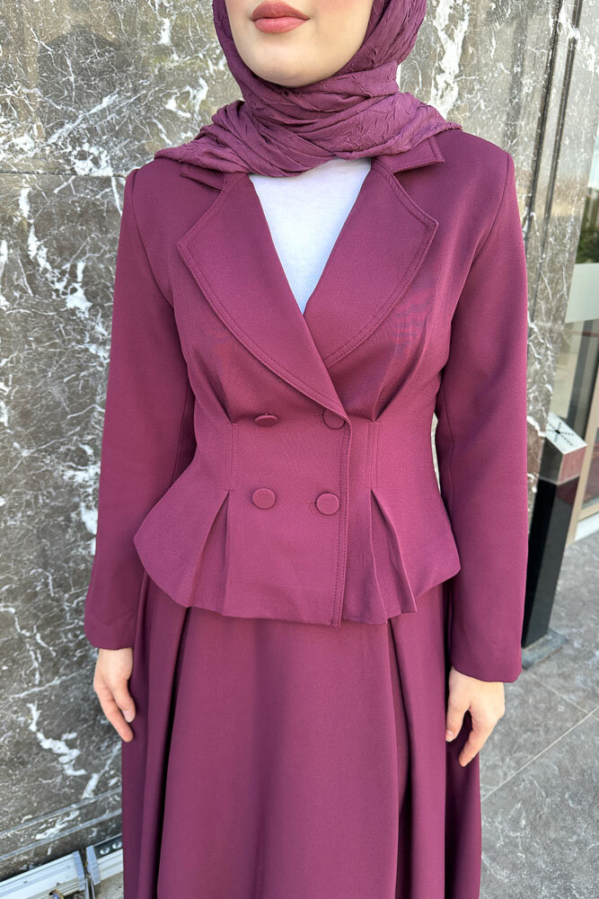 Pilikaşe Double Etekli Takım - Burgonya - 5