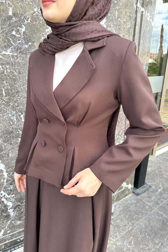 Pilikaşe Double Etekli Takım - Kahverengi - 2