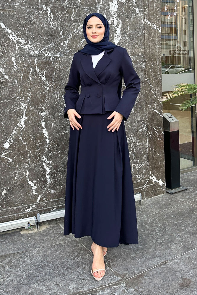 Pilikaşe Double Etekli Takım - Lacivert - HENZA (0)