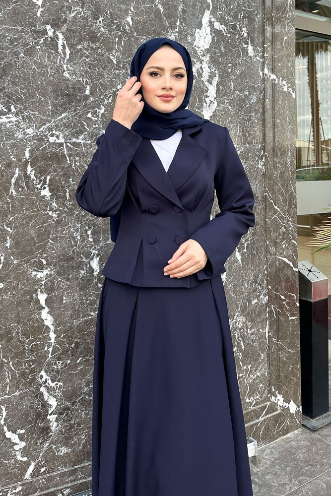 Pilikaşe Double Etekli Takım - Lacivert - HENZA (5)