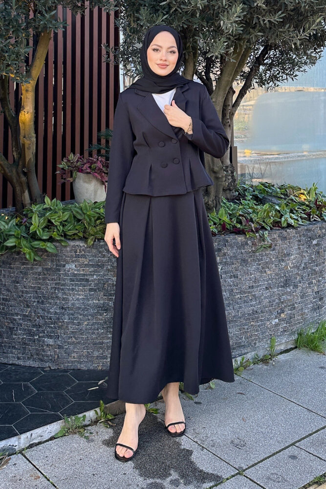 Pilikaşe Double Etekli Takım - Siyah - 5