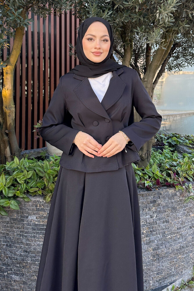 Pilikaşe Double Etekli Takım - Siyah - 4