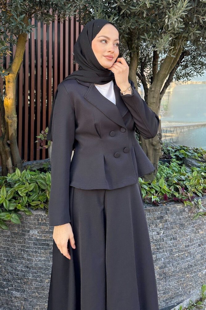 Pilikaşe Double Etekli Takım - Siyah - 6