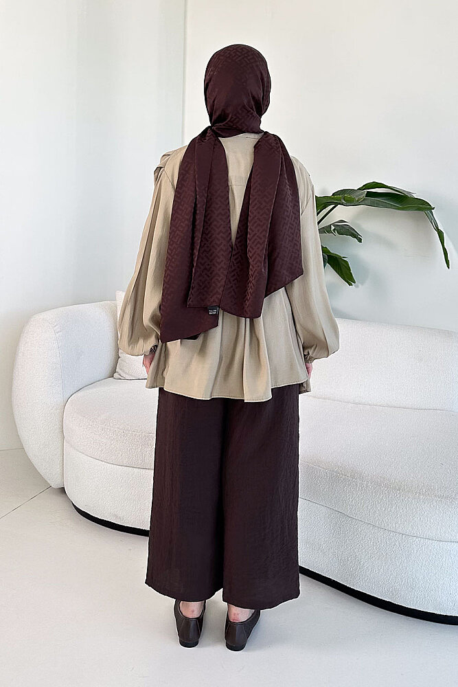 Pilise Detaylı Top Düğme Gömlek - Haki - 5