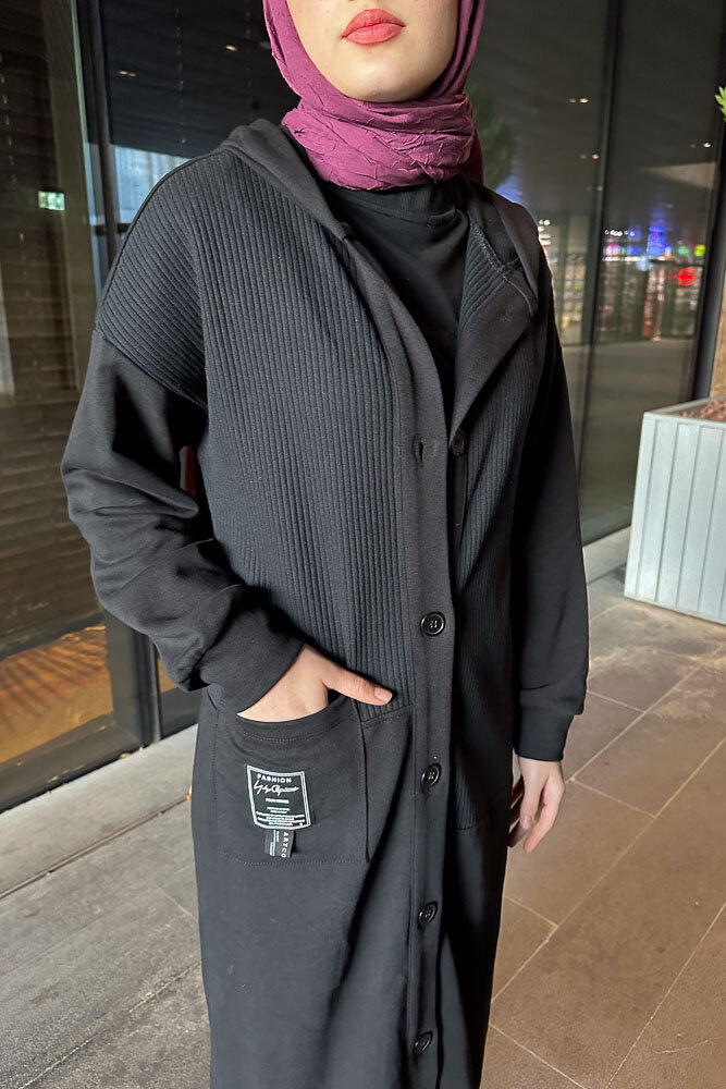 Pixar Kapüşonlu Düğmeli Kap - Siyah - PUANE (1)