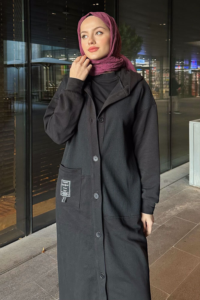 Pixar Kapüşonlu Düğmeli Kap - Siyah - PUANE (2)