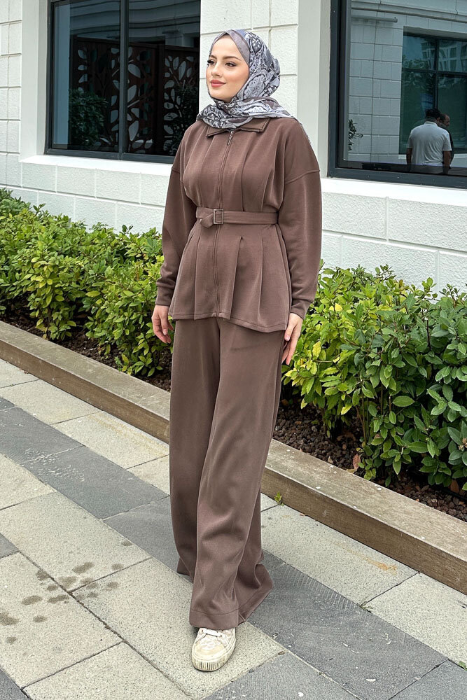 Plazzo Pantolonlu Cupra Takım - Kahverengi - HEWES (1)