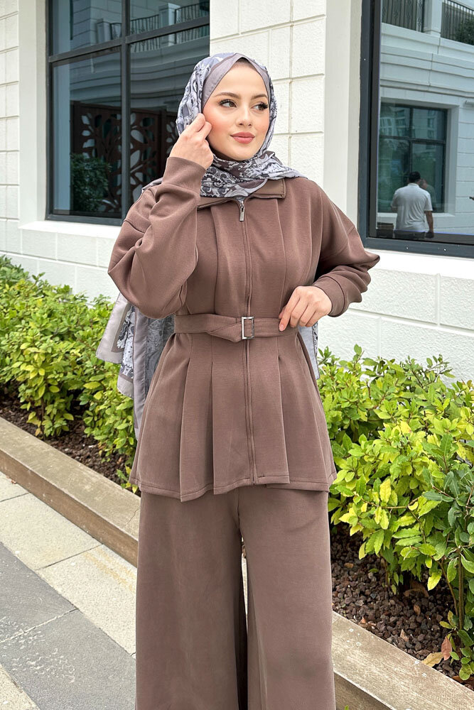 Plazzo Pantolonlu Cupra Takım - Kahverengi - HEWES (4)