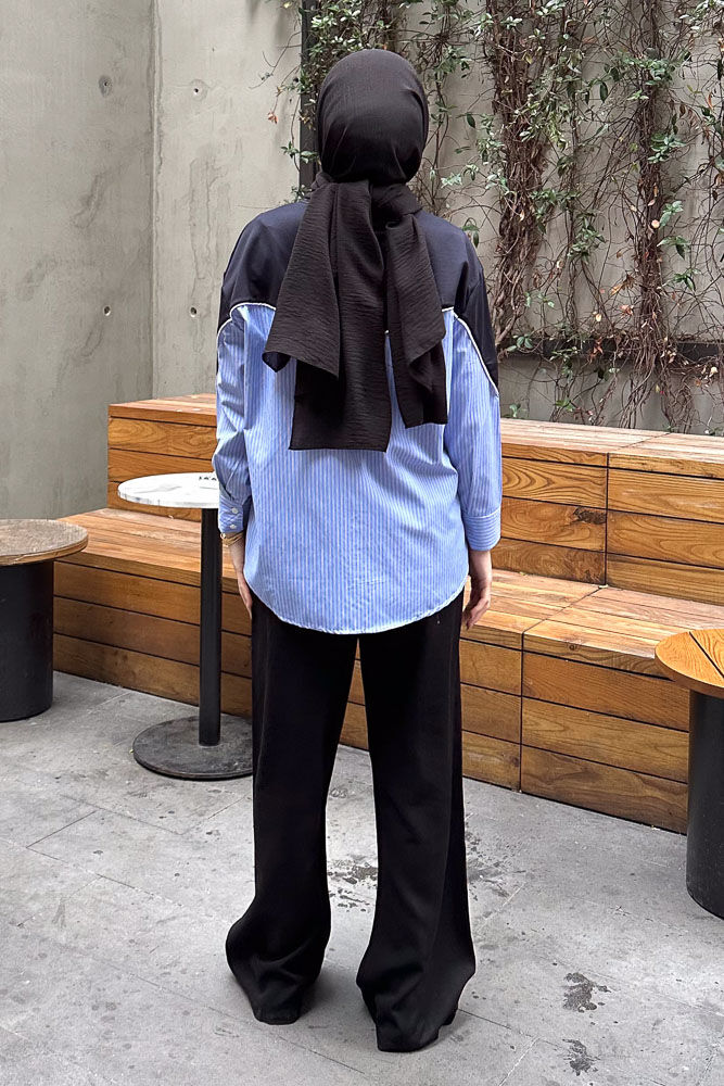 Poplin Detaylı Sweat - Lacivert - 7