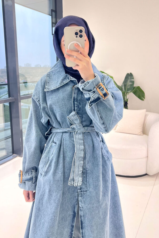 Prime Denim Trençkot - Mavi - ALLMİSS (4)