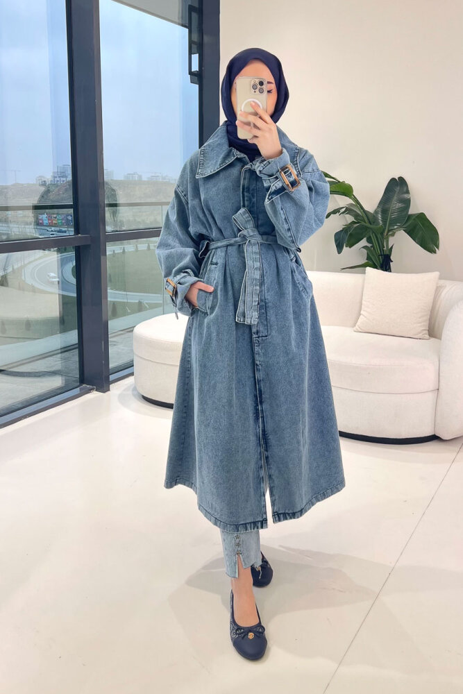 Prime Denim Trençkot - Mavi - ALLMİSS (0)