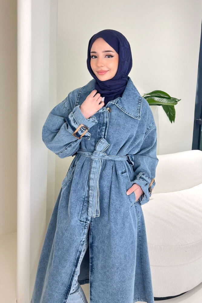 Prime Denim Trençkot - Mavi - 4