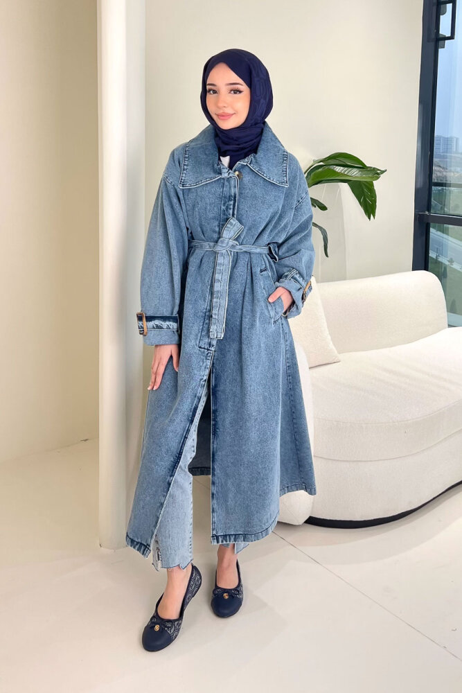 Prime Denim Trençkot - Mavi - 7