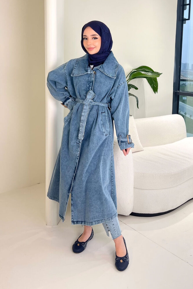 Prime Denim Trençkot - Mavi - 8