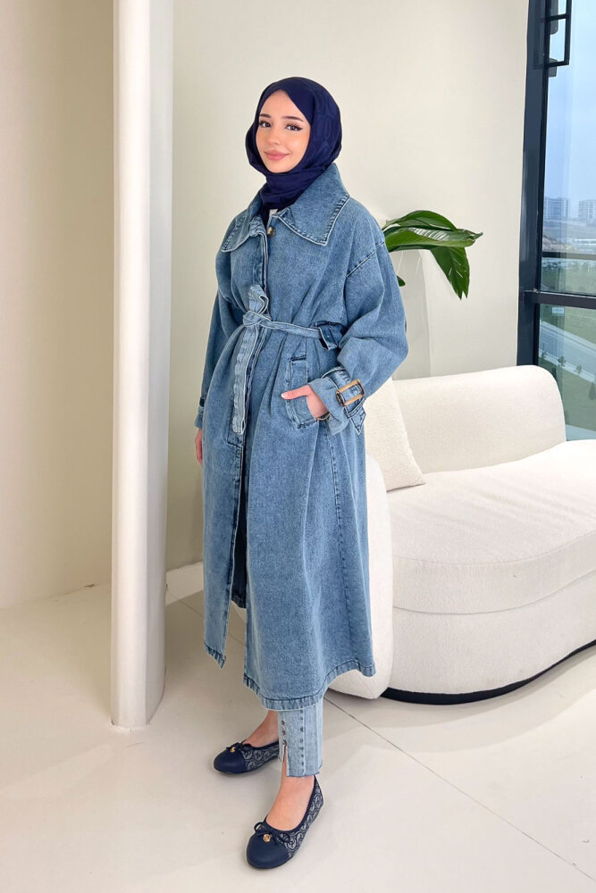 Prime Denim Trençkot - Mavi - 3