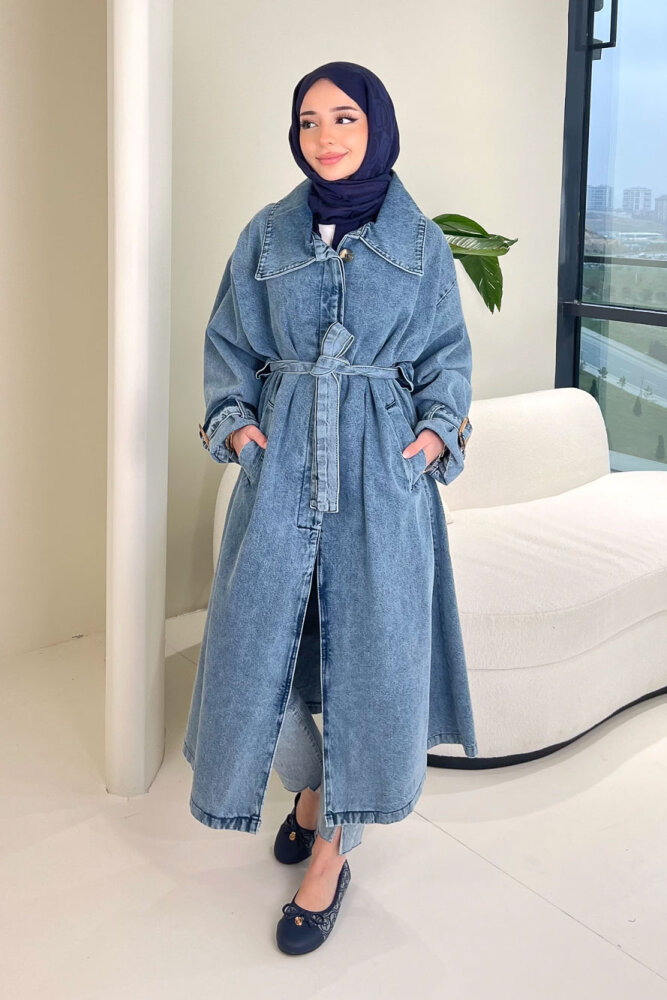 Prime Denim Trençkot - Mavi - 2