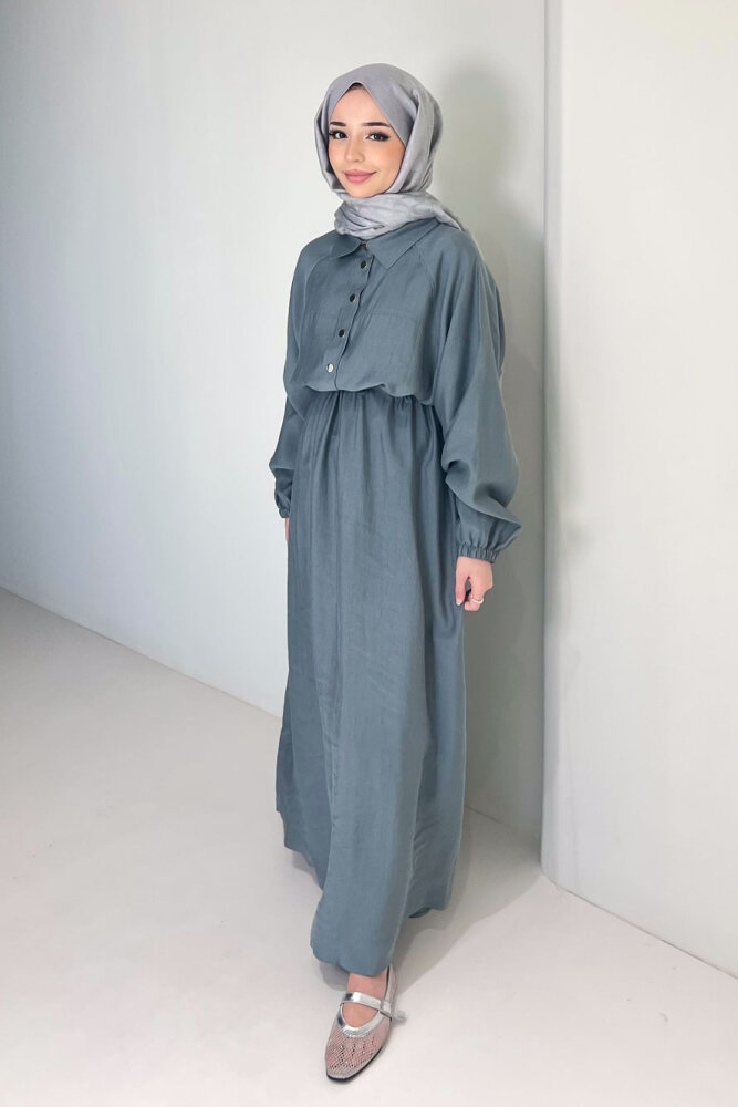 Reglan Kol Tünel Detaylı Elbise - Çağla - 3