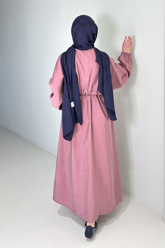 Reglan Kol Tünel Detaylı Elbise - Gül kurusu - 7