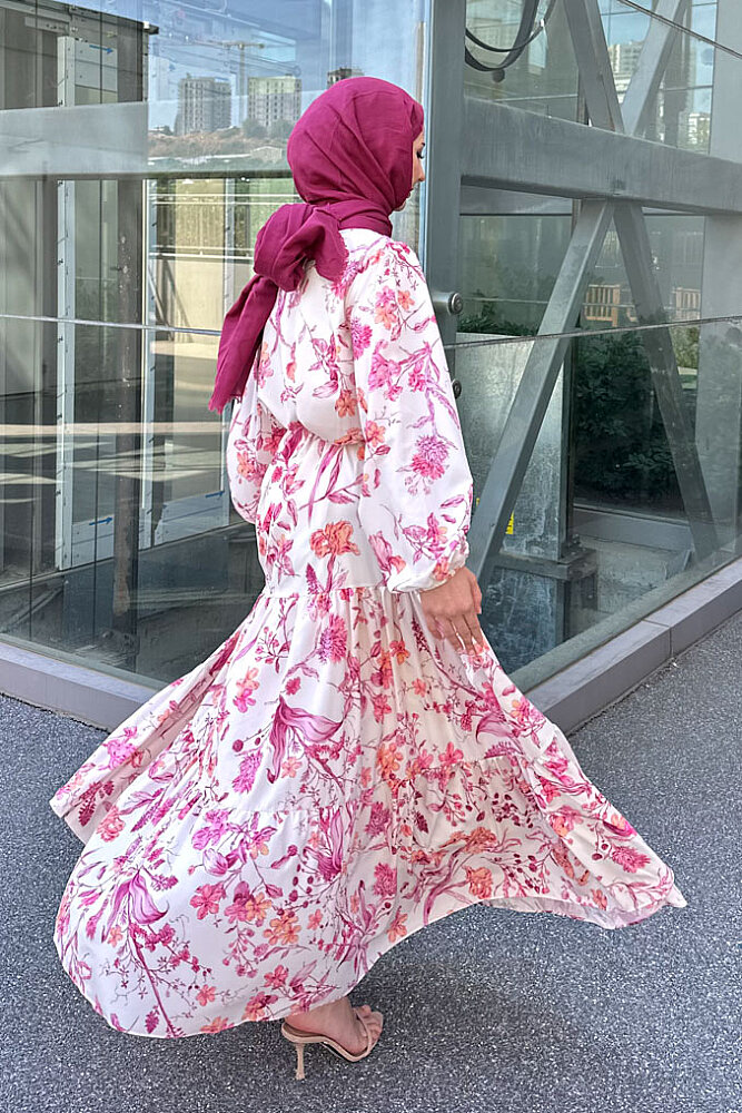 Riva Kat Kat Kemerli Elbise - Pembe - PUANE (3)
