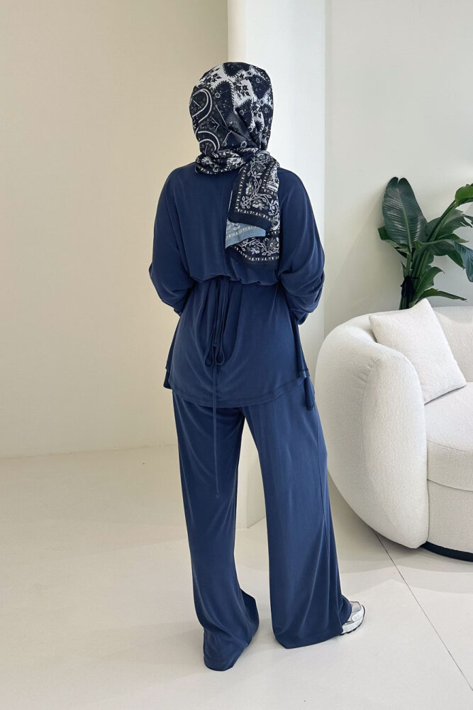 Rosé Bağlama Detaylı Pantolon Takım - Lacivert - 7