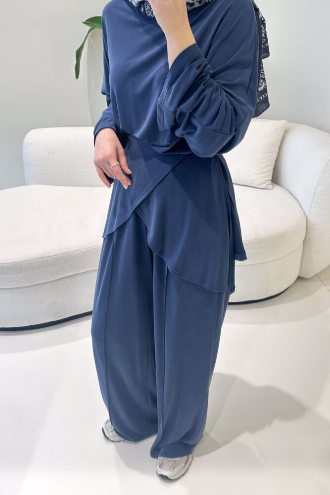 Rosé Bağlama Detaylı Pantolon Takım - Lacivert - 3