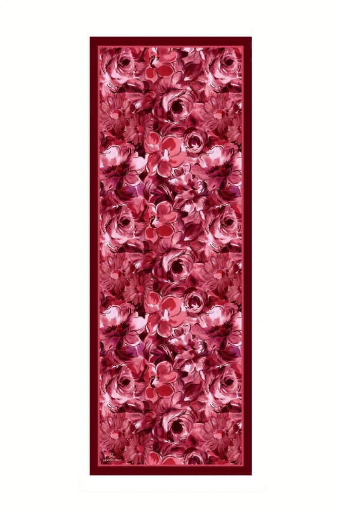 Rossel Desen Pamuk Şal - Bordo - 1