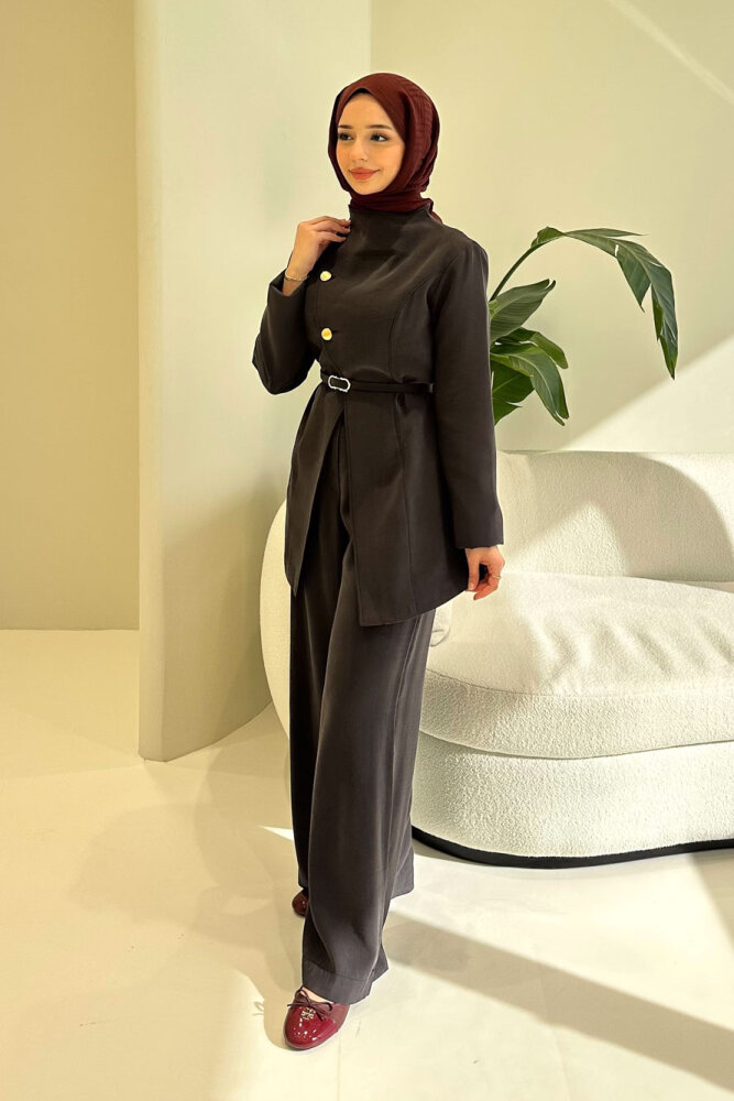 Rovella Üç Düğmeli Kruvaze Takım - Siyah - 3