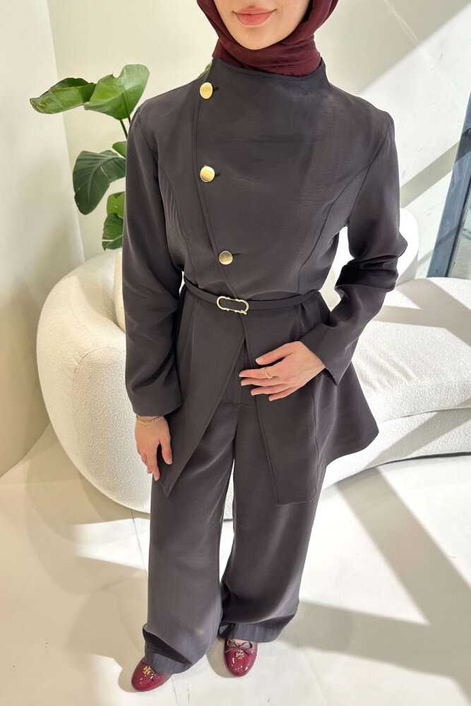 Rovella Üç Düğmeli Kruvaze Takım - Siyah - HEWES (1)