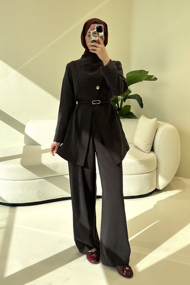 Rovella Üç Düğmeli Kruvaze Takım - Siyah - HEWES (3)