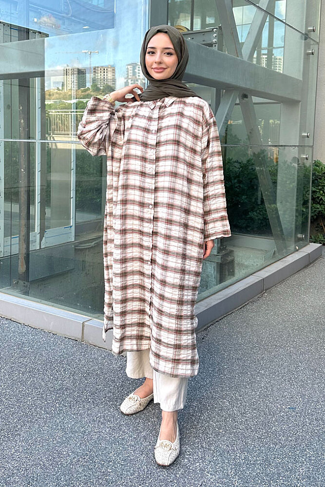 Rowan Ekose Rahat Tunik - Kahverengi/Haki - ENMA (0)
