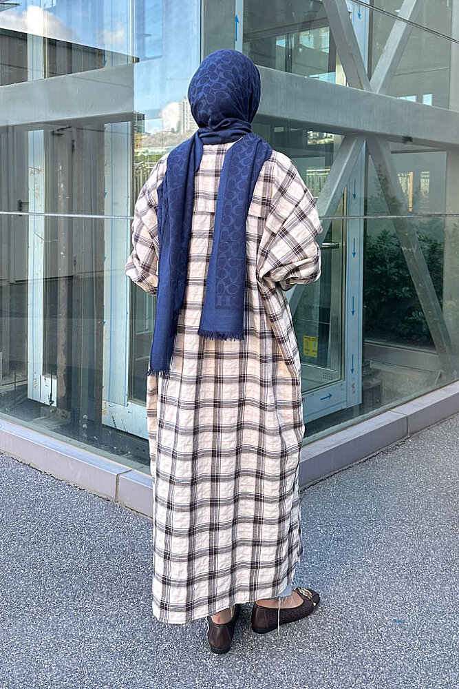 Rowan Ekose Rahat Tunik - Kahverengi/Mavi - 6