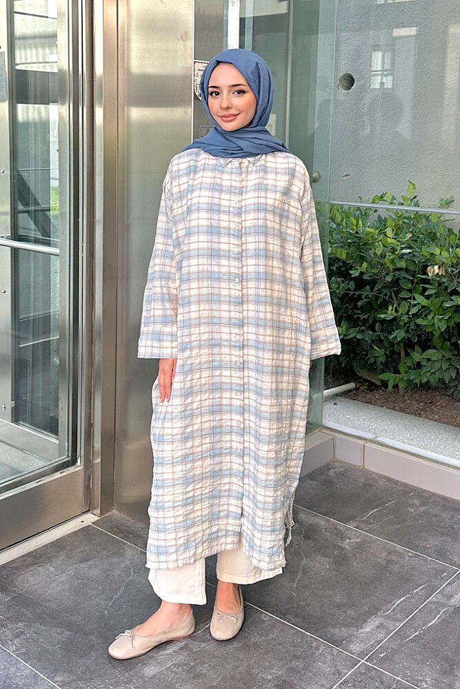 Rowan Ekose Rahat Tunik - Mavi/Bej - ENMA (3)