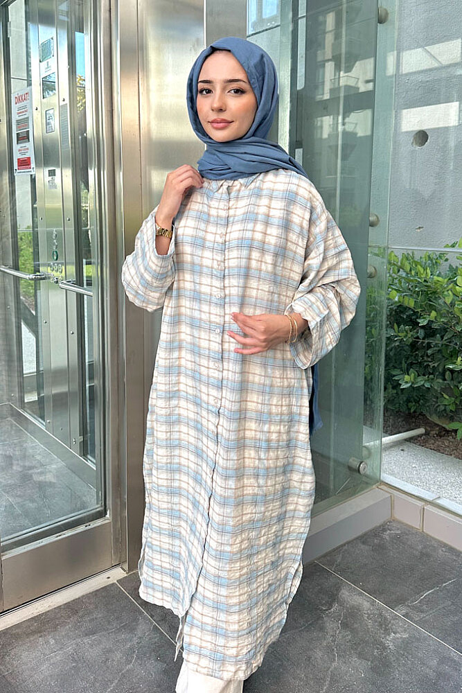 Rowan Ekose Rahat Tunik - Mavi/Bej - ENMA (2)