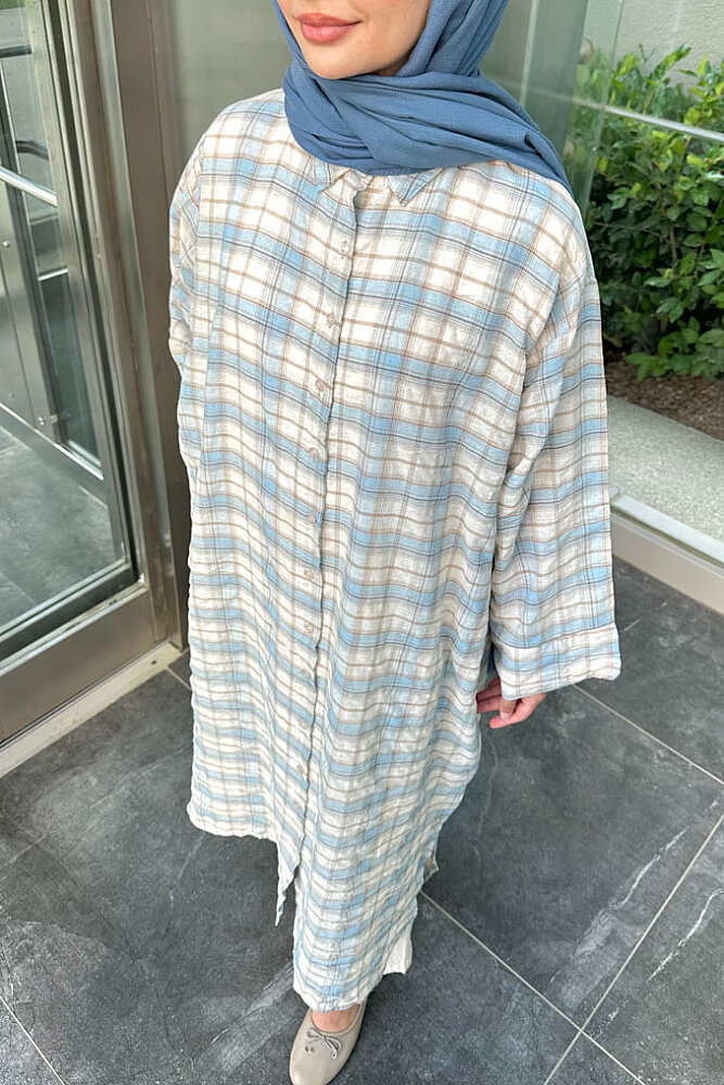 Rowan Ekose Rahat Tunik - Mavi/Bej - ENMA (1)