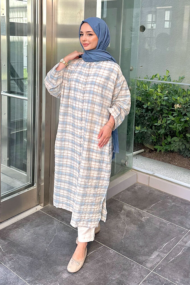 Rowan Ekose Rahat Tunik - Mavi/Bej - ENMA (5)
