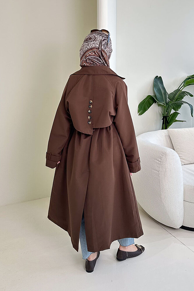 Rüzgarlıklı Trençkot - Kahverengi - HENZA (1)