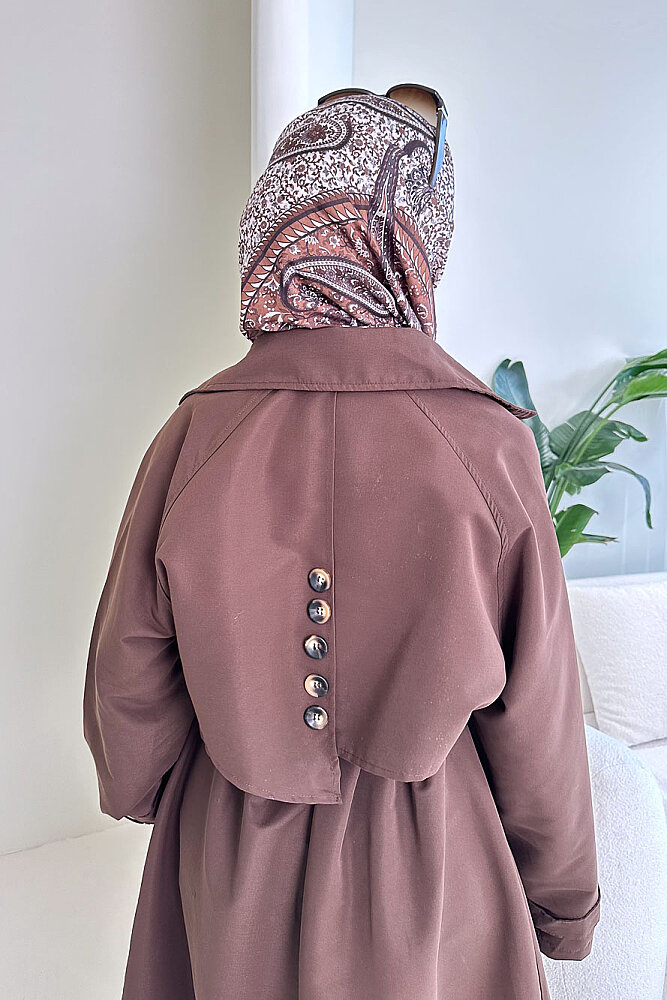 Rüzgarlıklı Trençkot - Kahverengi - HENZA (4)