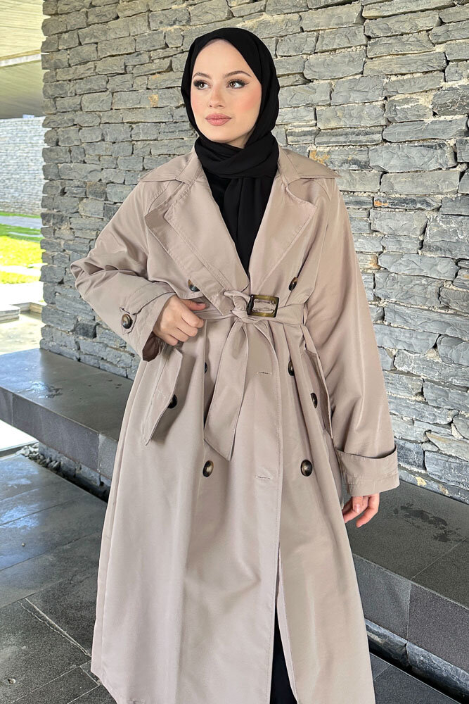 Rüzgarlıklı Trençkot - Vizon - 2