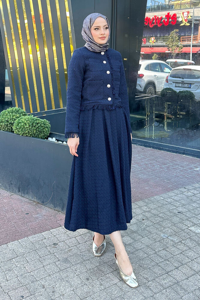 Saçaklı Tüvit Takım - Lacivert - HENZA (3)