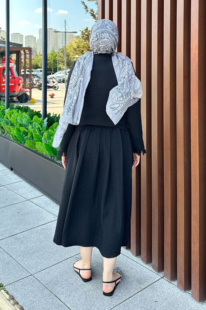 Saçaklı Tüvit Takım - Siyah - HENZA (5)